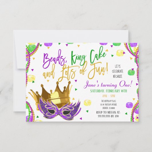Mardi Gras Invitation de fête d'anniversaire (Devant)