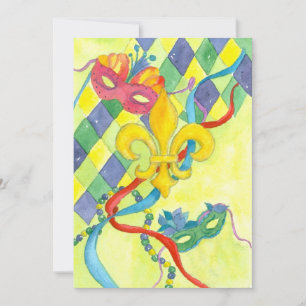 Mardi Gras Invitation Fleur De Lis Peinture
