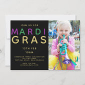 Mardi Gras Invitation Photo - Moderne Purple Green (Devant)