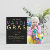 Mardi Gras Invitation Photo - Moderne Purple Green (Debout devant)