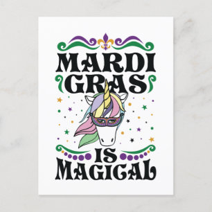 Mardi Gras is een magische stutterunicorn Briefkaart