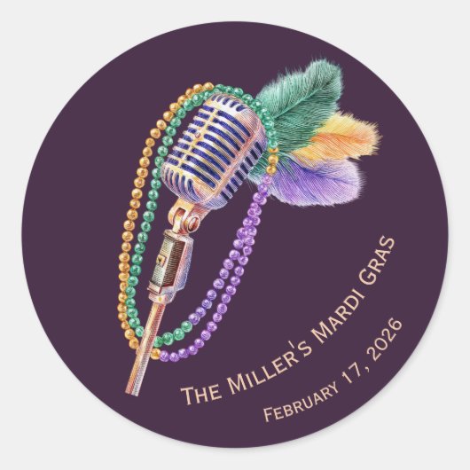 Mardi Gras Jazz Microphone Custom Stickers (Voorkant)