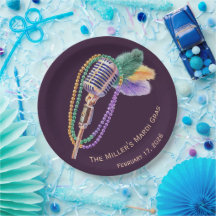 Mardi Gras Jazz Microphone Party Plates