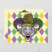 Mardi Gras Jester Kaart (Voorkant / Achterkant)
