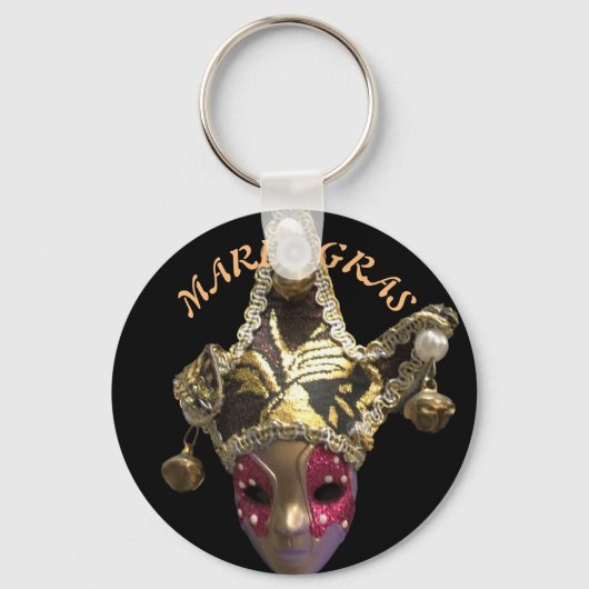 Mardi Gras Jester Mask Colorful Sleutelhanger (Voorkant)