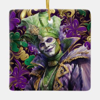 Mardi Gras Jester Porselein Ornament