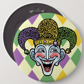 Mardi Gras Jester Ronde Button 6,0 Cm (Voorkant /achterkant)