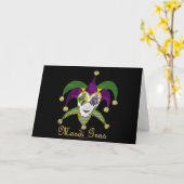 Mardi Gras Jesters Masker Kaart (Gele Bloem)