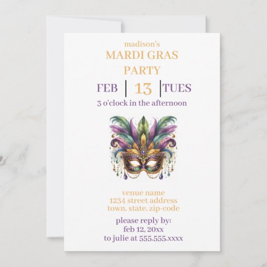 Mardi Gras Kaart (Voorkant)