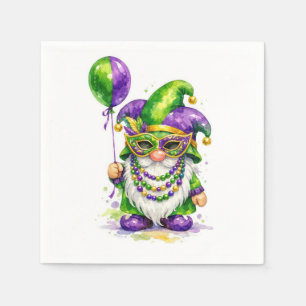 Mardi Gras-kabouter met feestballon Servet