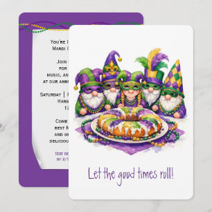 Mardi Gras-kabouter met King Cake Kaart