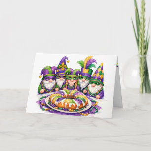 Mardi Gras Kabouterfeest Met Koningentaart Kaart