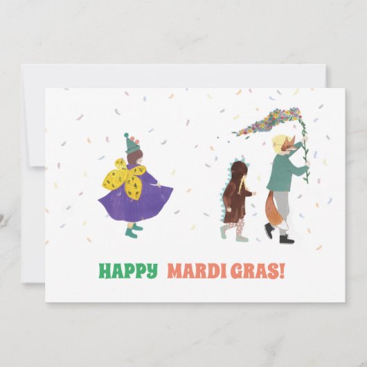 Mardi Gras Kinder carnival Spring Illustration Kaart (Voorkant)