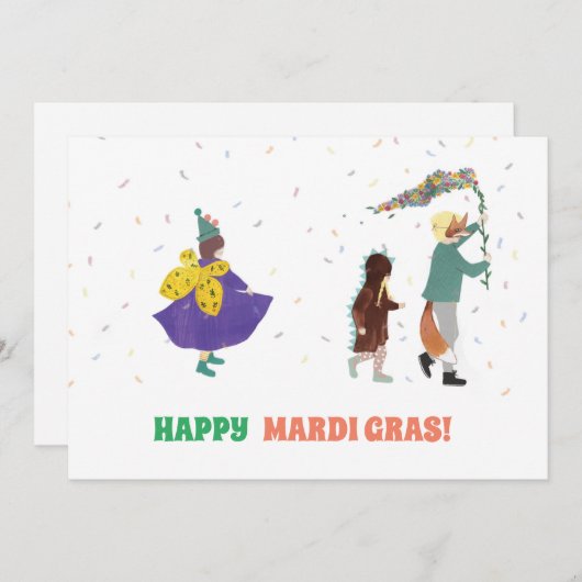 Mardi Gras Kinder carnival Spring Illustration Kaart (Voorkant / Achterkant)