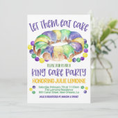 Mardi Gras King Cake Party Invitation Kaart (Staand voorkant)