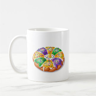 Mardi Gras King Cake with Plastic Baby Holiday Mug Koffiemok
