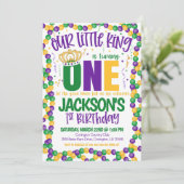 Mardi Gras King Eerste Uitnodiging Verjaardag (Staand voorkant)