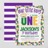 Mardi Gras King Eerste Uitnodiging Verjaardag (Voorkant / Achterkant)