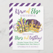 Mardi Gras King Invitation pour le deuxième annive (Devant / Derrière)