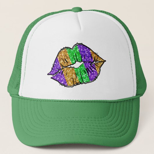 Mardi Gras Kiss Trucker Hat Trucker Pet (Voorkant)