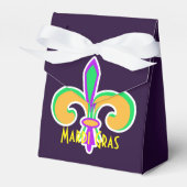 Mardi Gras Kleuren Fleur De Lis Partij Gepersonali Bedankdoosjes (Voorkant Zijde)