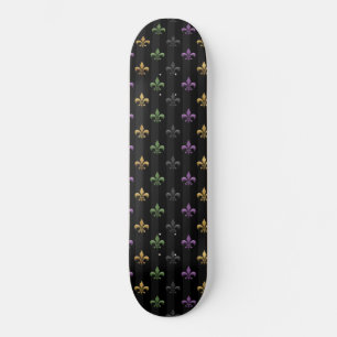 Mardi Gras Kleurrijke Fleur De Lis Donkere Vertica Skateboard