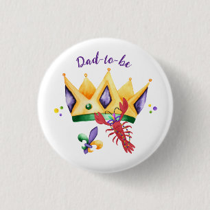 Mardi Gras Koning Kroon Wordende Papa Ronde Button 3,2 Cm