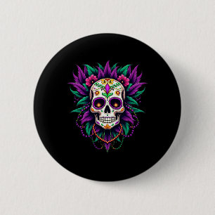 Mardi Gras Kostuum Suikerschedel Carnaval New Orle Ronde Button 5,7 Cm