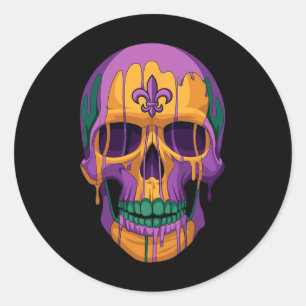 Mardi Gras Kostuum Suikerschedel Carnaval New Orle Ronde Sticker