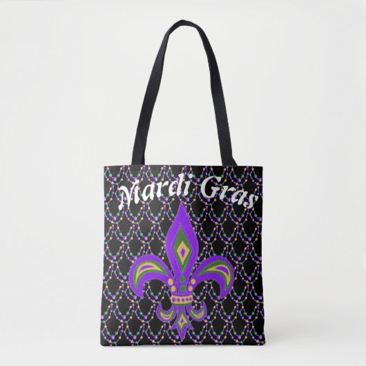 Mardi gras kralen en Fleur de Lis Draagtas (Voorkant)