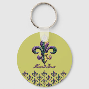 Mardi Gras-kralen Fleur de lis 2 Sleutelhanger
