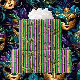 Mardi Gras Kralen Fleur de Lis Paarse Goud Groen Cadeaupapier