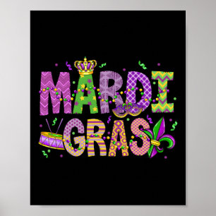 Mardi Gras Kralen Gezichtsmasker Veren Pet Mannen Poster