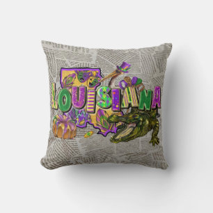 Mardi Gras  krant King Cake Alligator Kussen