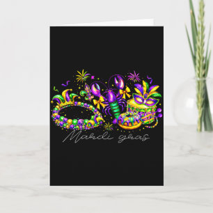 Mardi Gras Kreeft Kralen Masker King Cake Mannen V Kaart