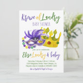Mardi Gras Krewe Baby shower Invitation (Debout devant)