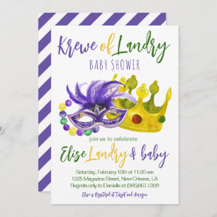 Mardi Gras Krewe Baby shower Invitation