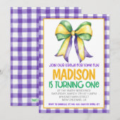 Mardi Gras Krewe Coquette Boog Eerste Verjaardag Kaart (Voorkant / Achterkant)