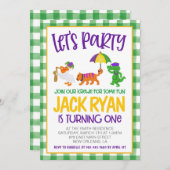 Mardi Gras Krewe Eerste Uitnodiging Verjaardag (Voorkant / Achterkant)