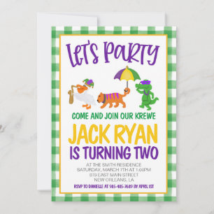 Mardi Gras Krewe Invitation d'anniversaire
