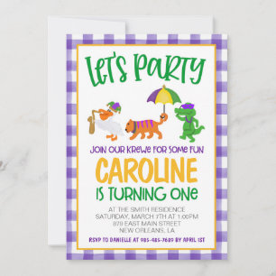 Mardi Gras Krewe Invitation pour le premier annive