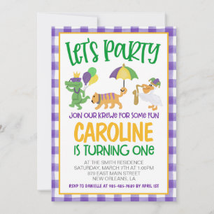 Mardi Gras Krewe Invitation pour le premier annive