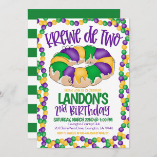 Mardi Gras Krewe Tweede Uitnodiging Verjaardag