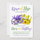 Mardi Gras Krewe Uitnodiging voor verjaardag (Voorkant)