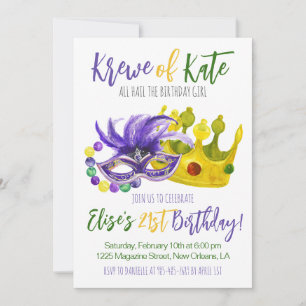 Mardi Gras Krewe Uitnodiging voor verjaardag