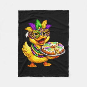 Mardi Gras Kuiken Gele Eend Masker King Cake Fleece Deken