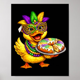 Mardi Gras Kuiken Gele Eend Masker King Cake Poster