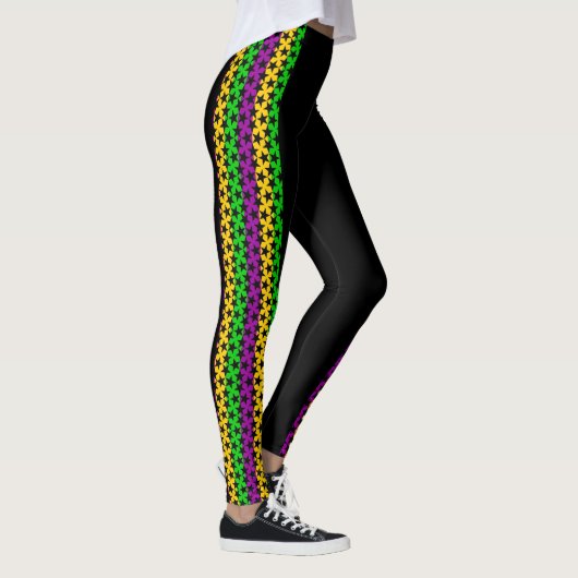 Mardi Gras Leggings Black Purple Green Gold STARS (Droite)