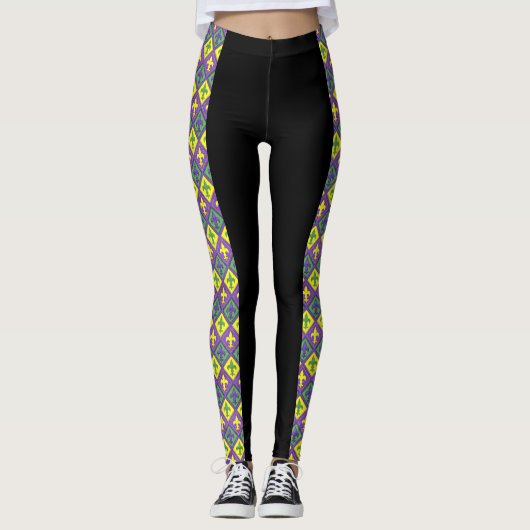 Mardi Gras Leggings Black violet vert or (Devant)