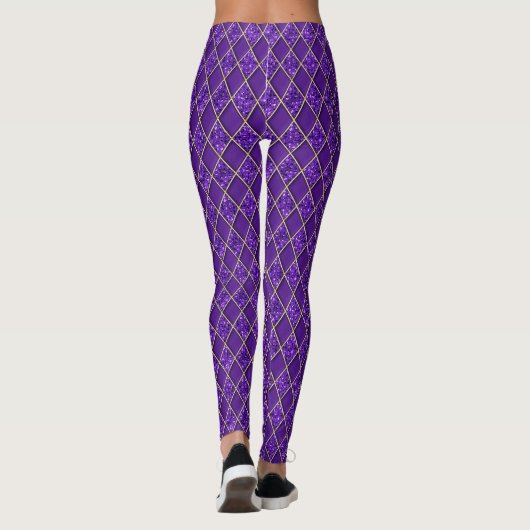 Mardi Gras Leggings, Diamond Harlequin Jester Leggings (Achterkant)